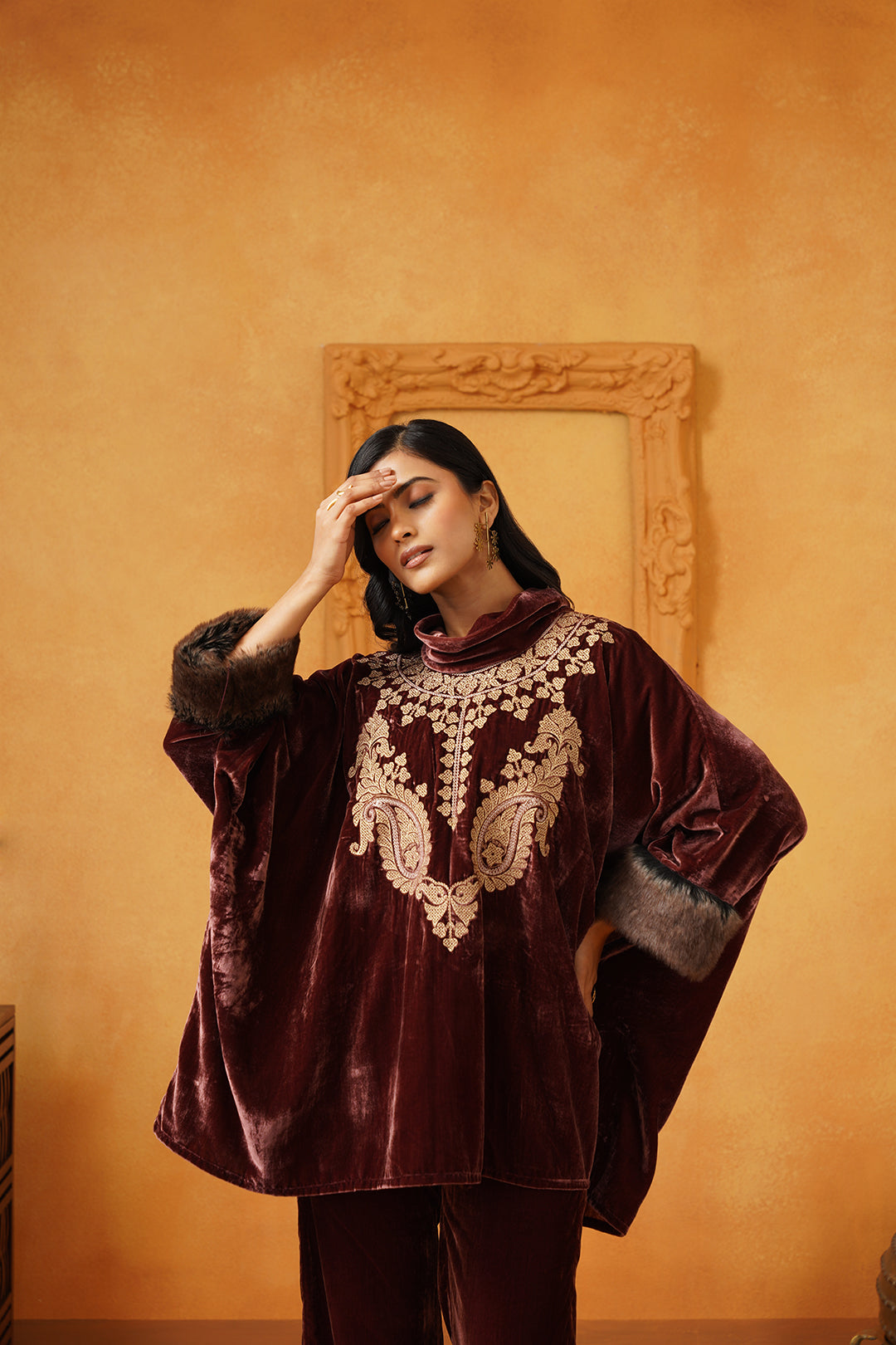 Aqsa Embroidered Velvet Matching Set - Neetika Chopra