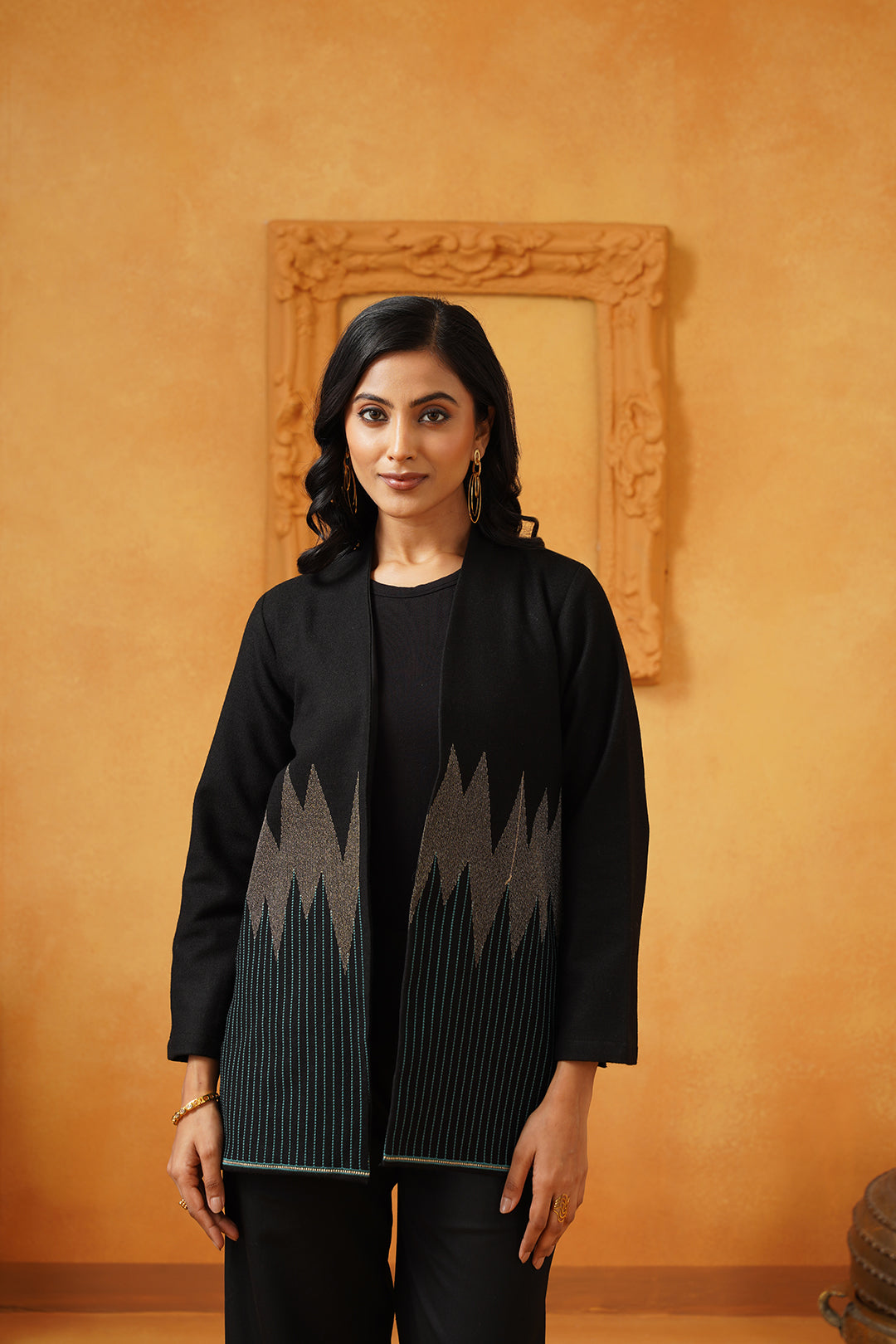 Black & Blue Lurex Tweed Embroidered Matching Set - Neetika Chopra