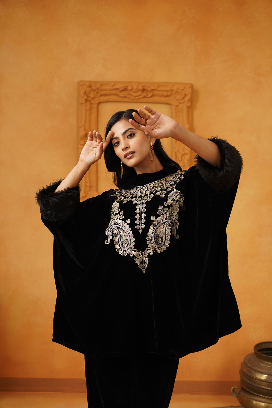 Gulrez Velvet Embroidered Matching Set - Neetika Chopra