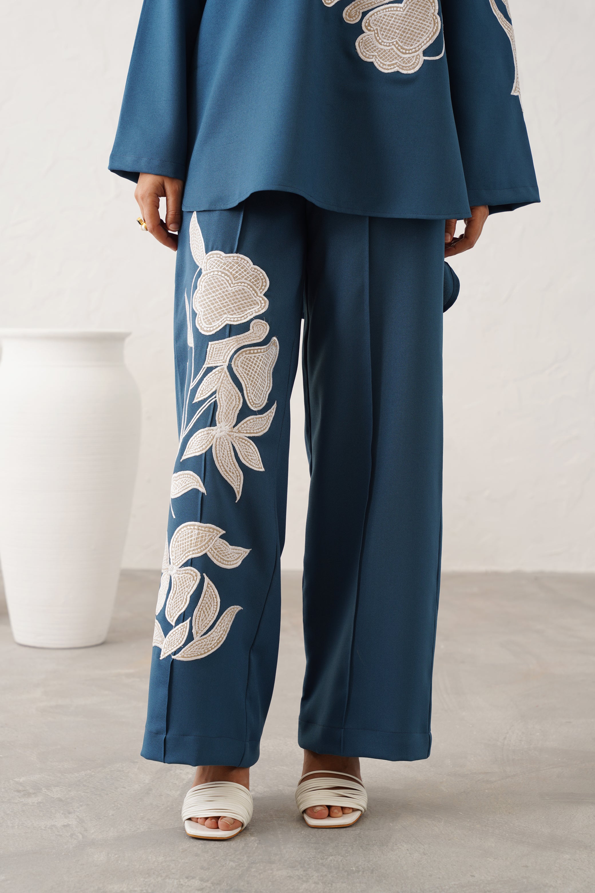 Minal Moss Crepe Embroidered Matching Set - Neetika Chopra