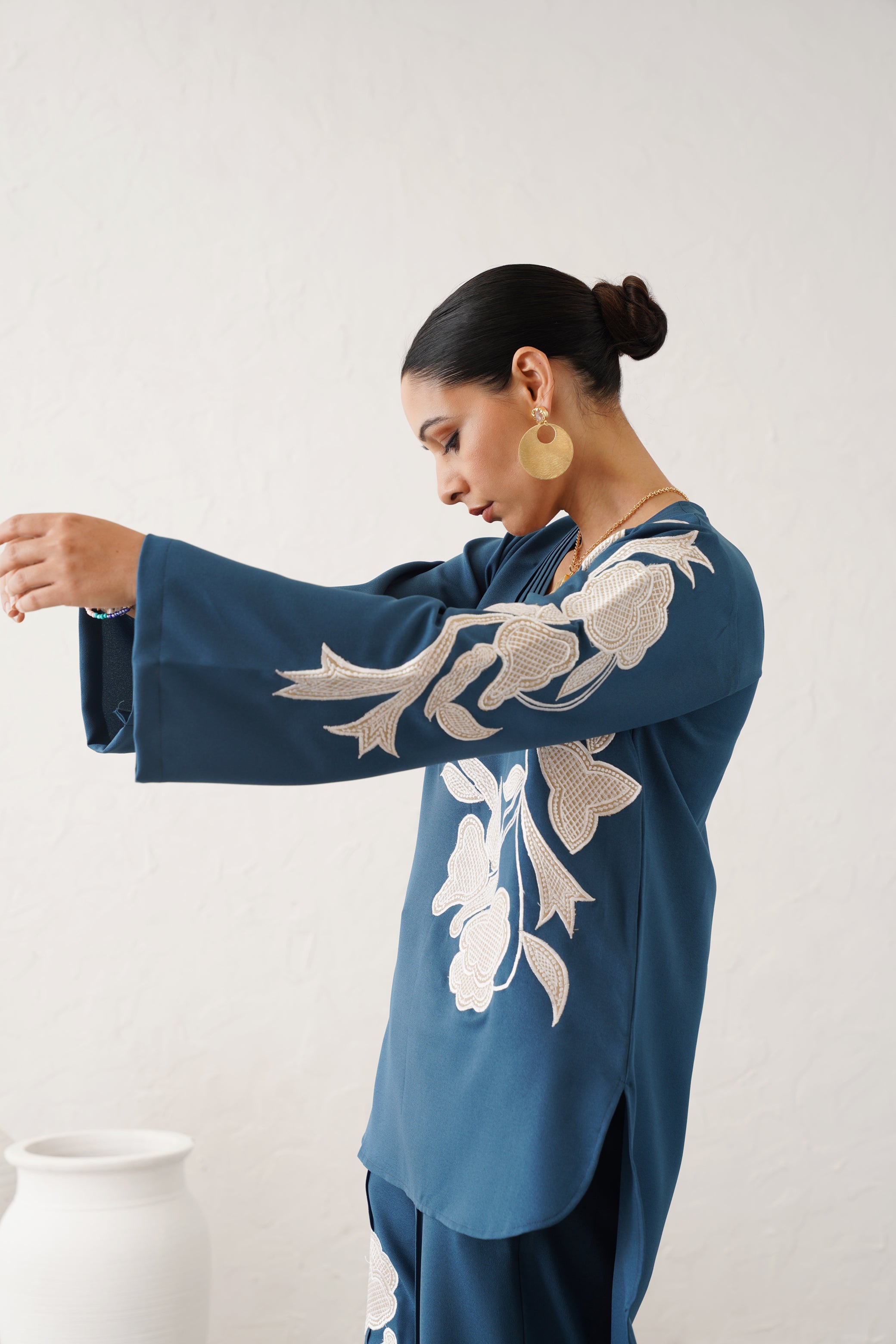 Minal Moss Crepe Embroidered Matching Set - Neetika Chopra