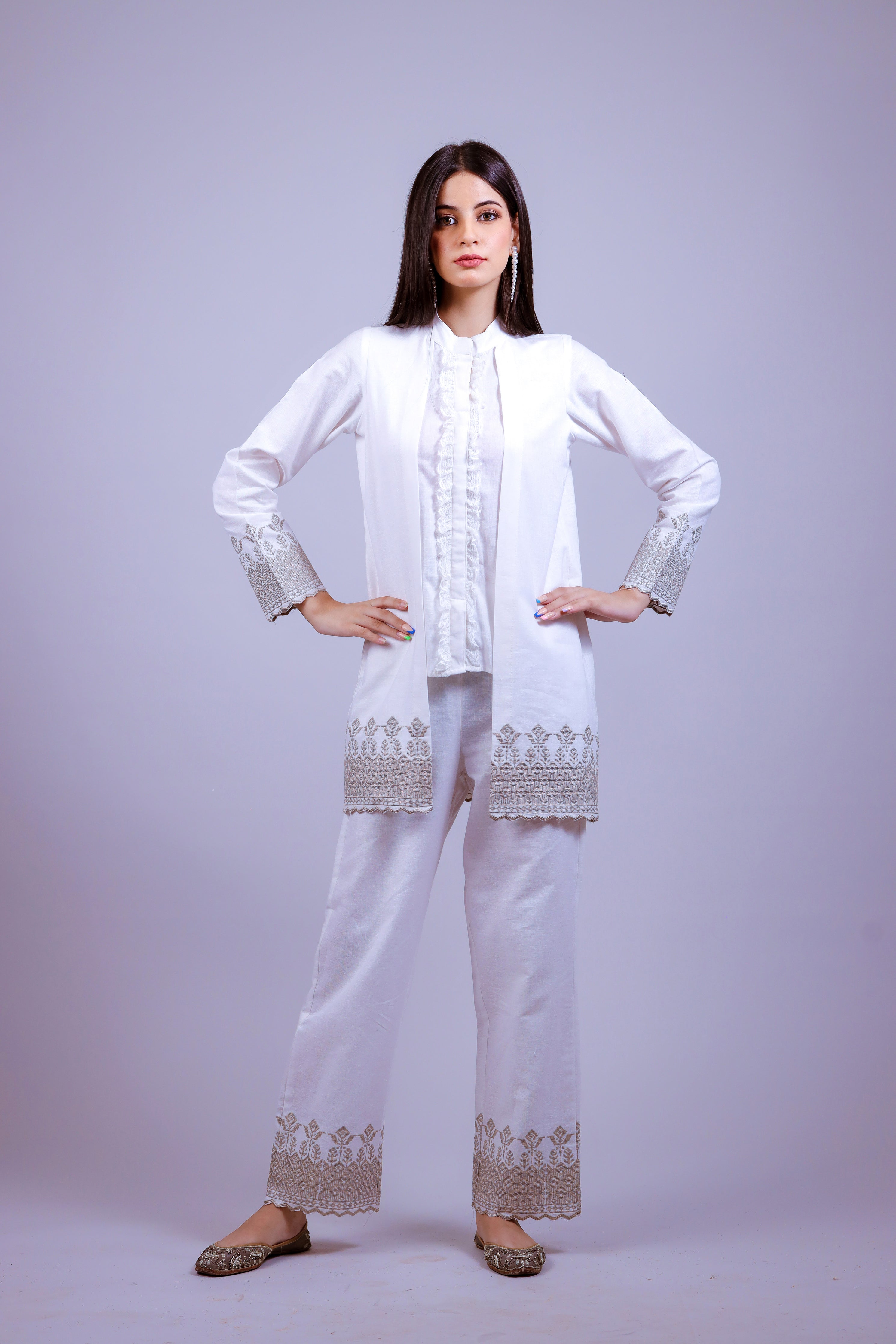 Imperial White Embroidered Co-ord Set