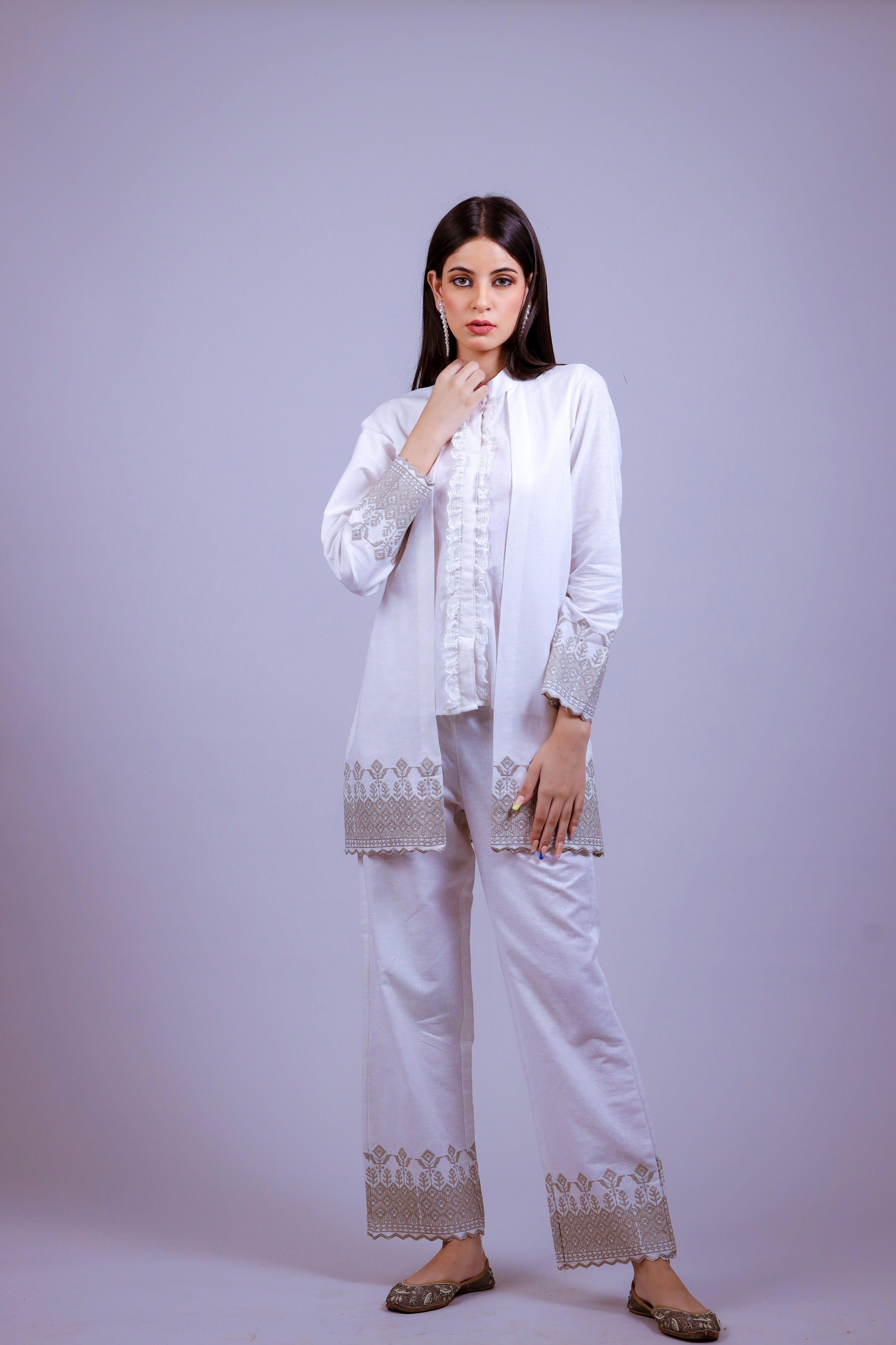 Imperial White Embroidered Co-ord Set