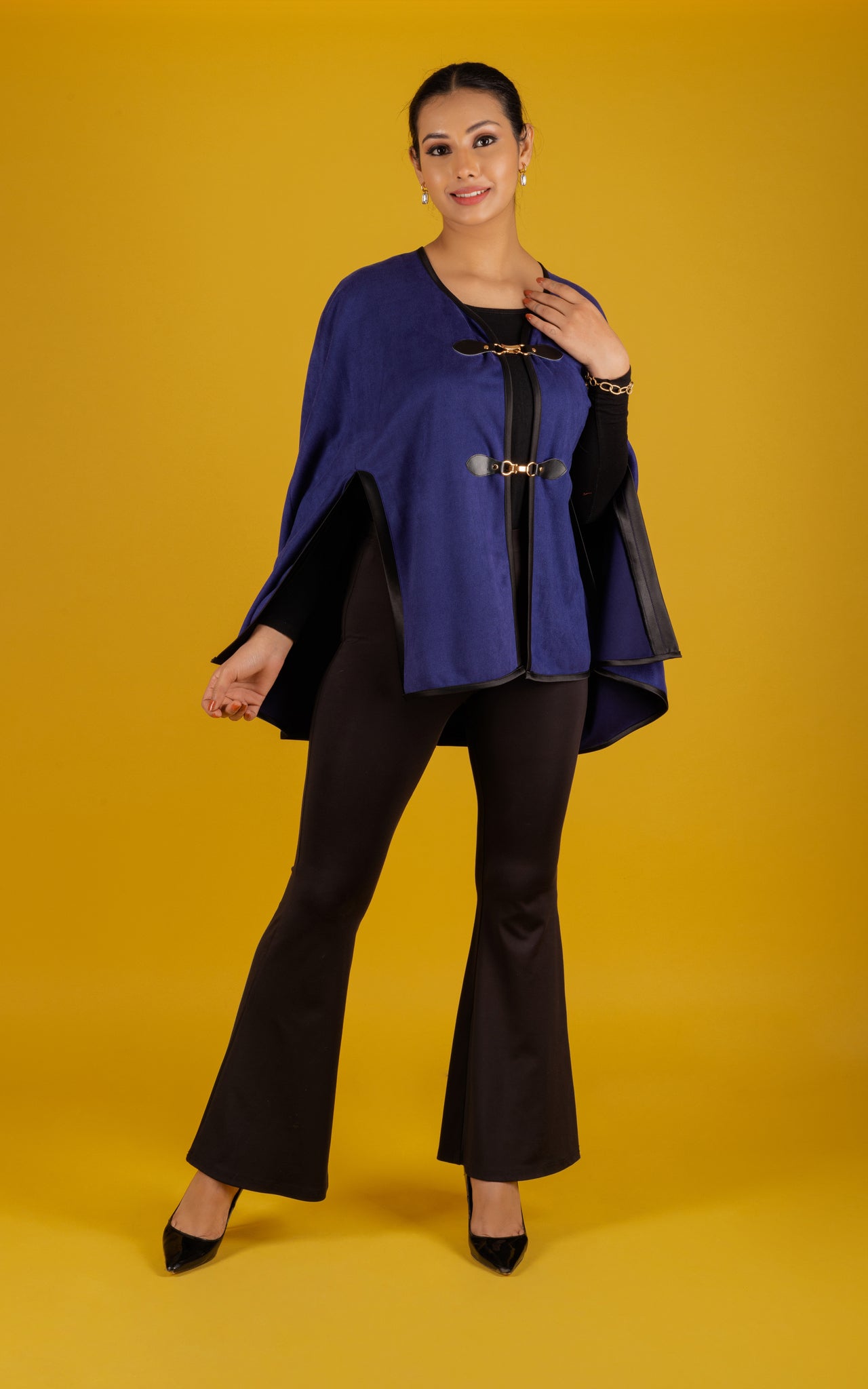 Navy Suede Cape - Neetika Chopra