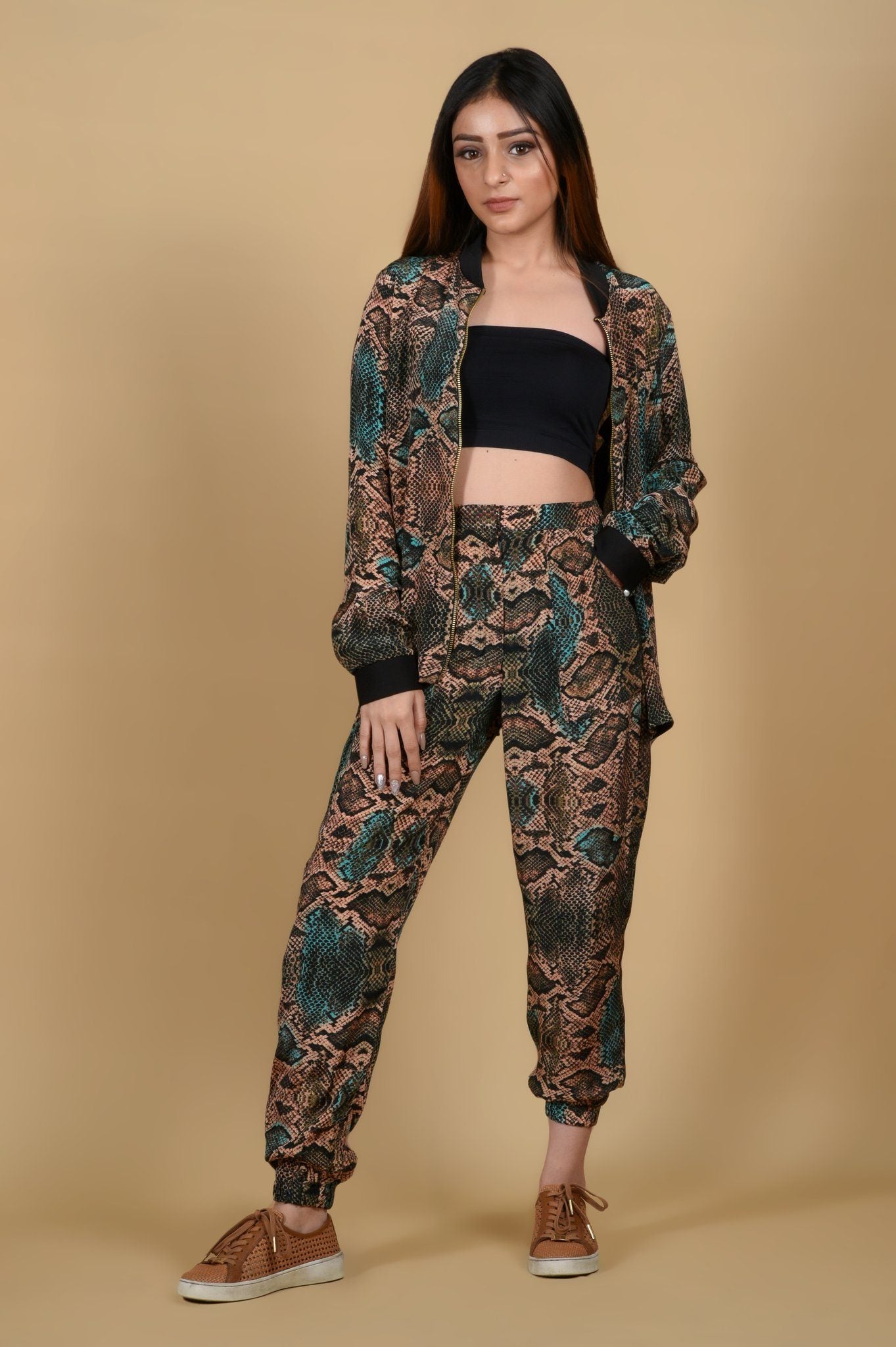 Animal Print Crepe Jogger Set - Neetika Chopra