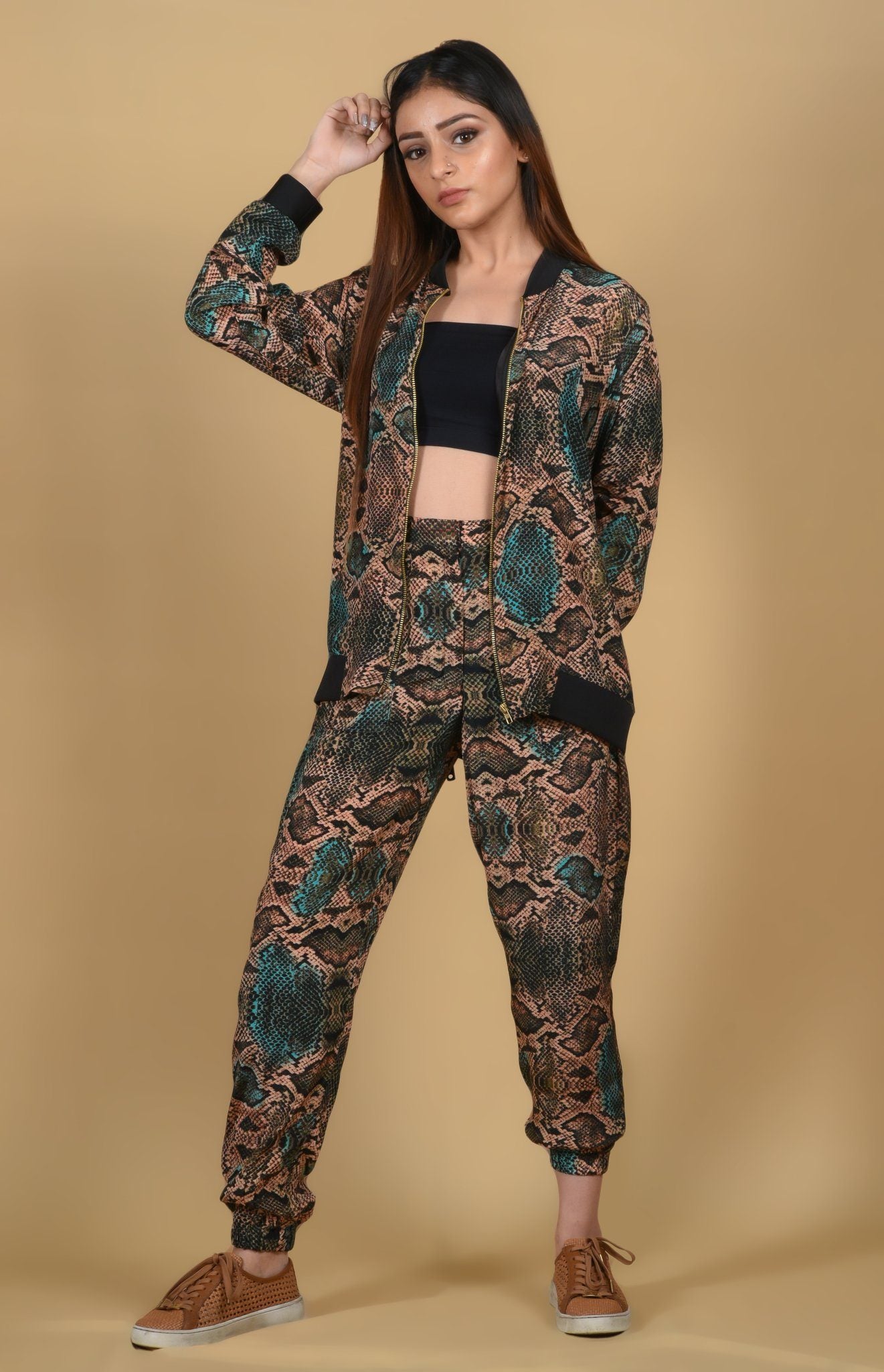 Animal Print Crepe Jogger Set - Neetika Chopra