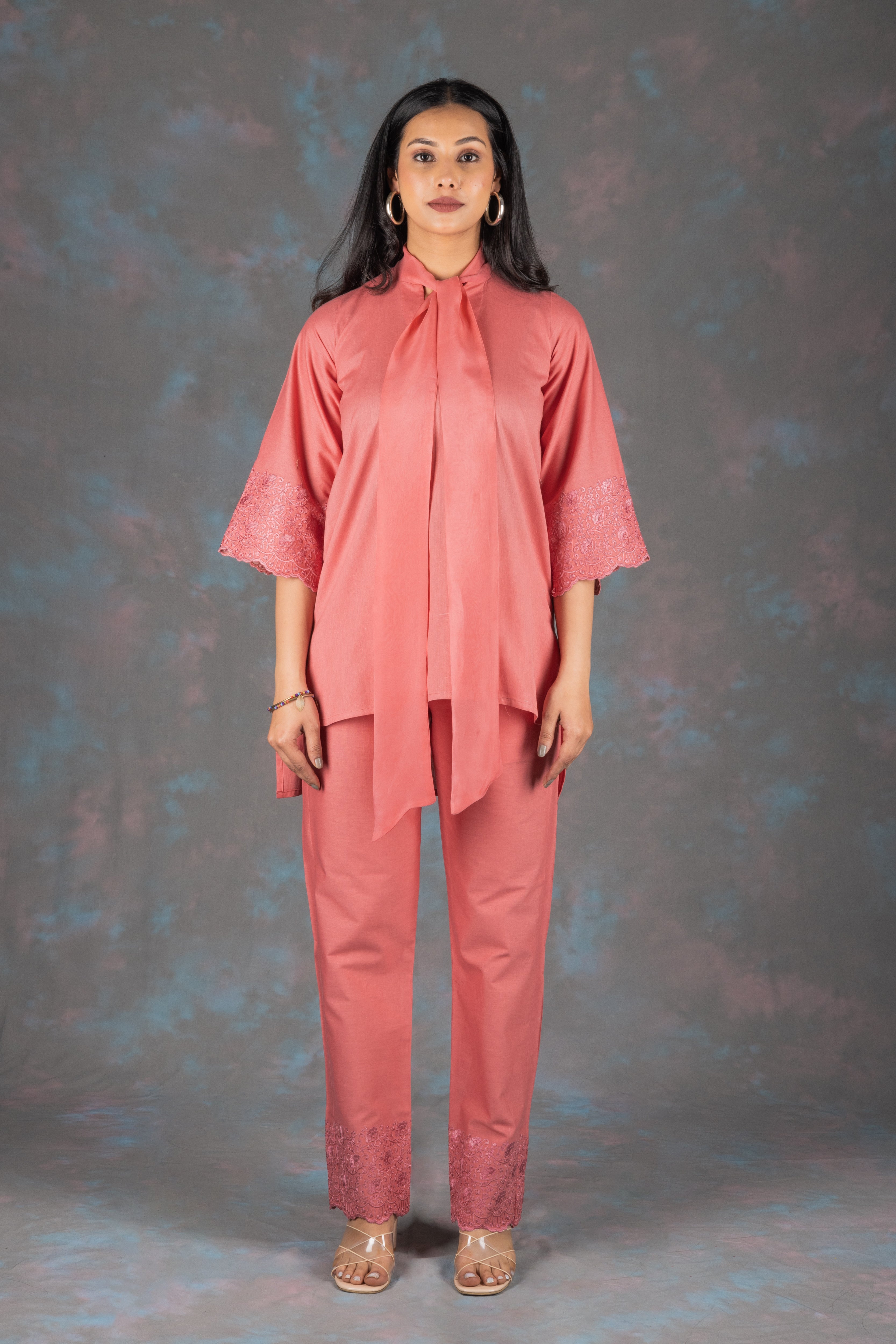 Brink Bow-Tie Embroidered Co-ord Set - Neetika Chopra