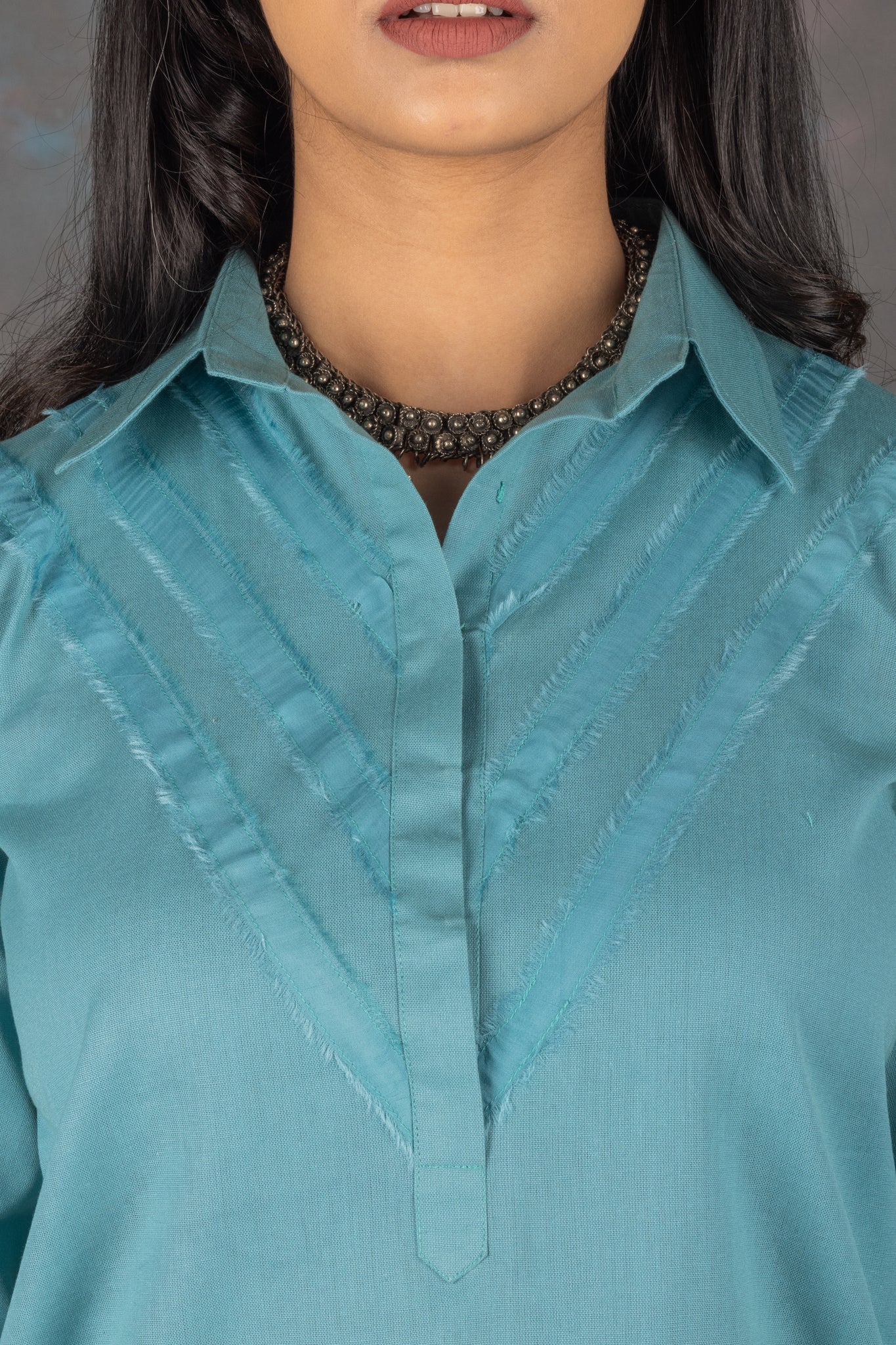 Carolina Blue Embroidered Cotton Co-ord Set - Neetika Chopra