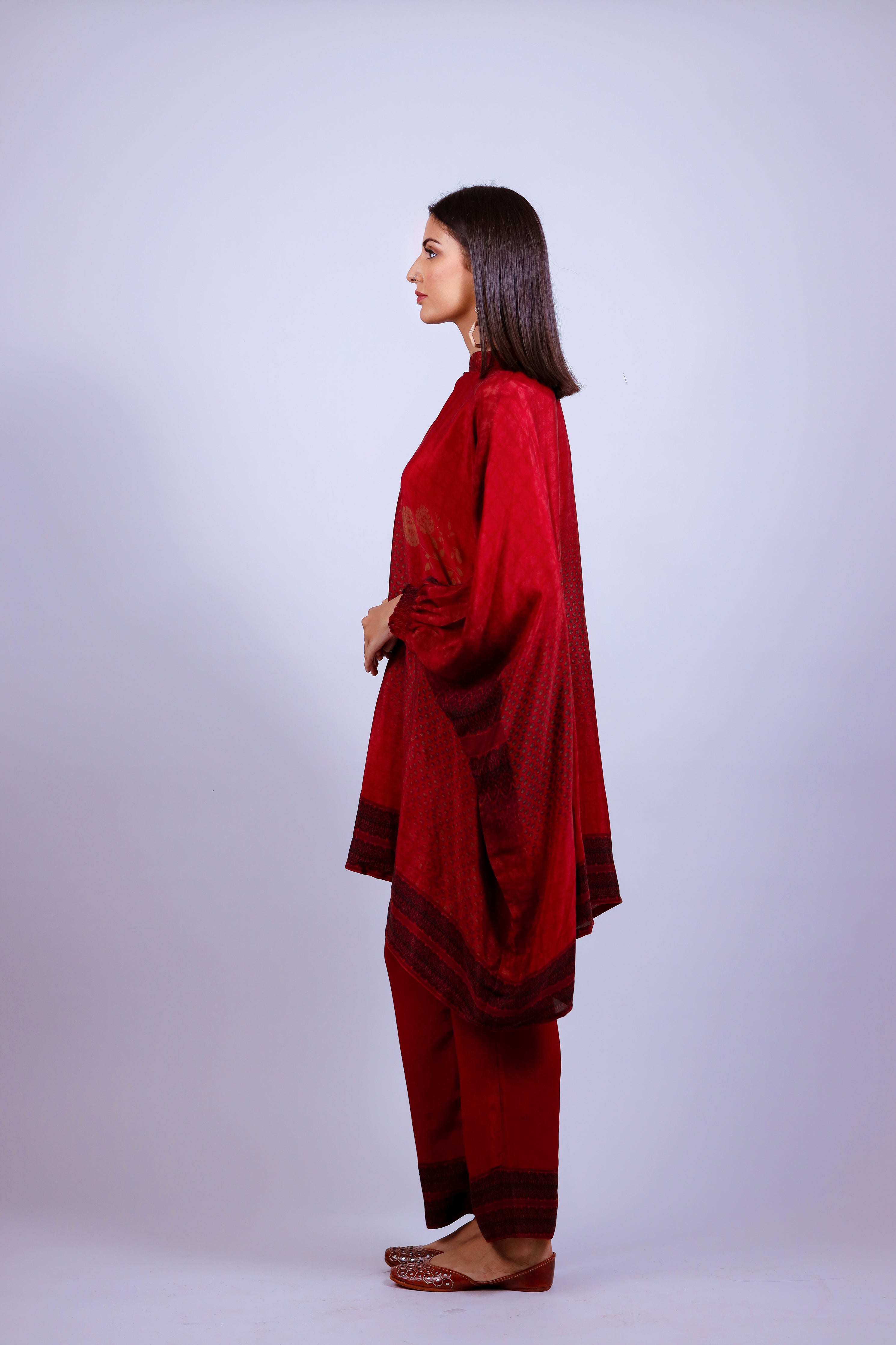 Crimson Red Kaftaan Co-ord Set - Neetika Chopra