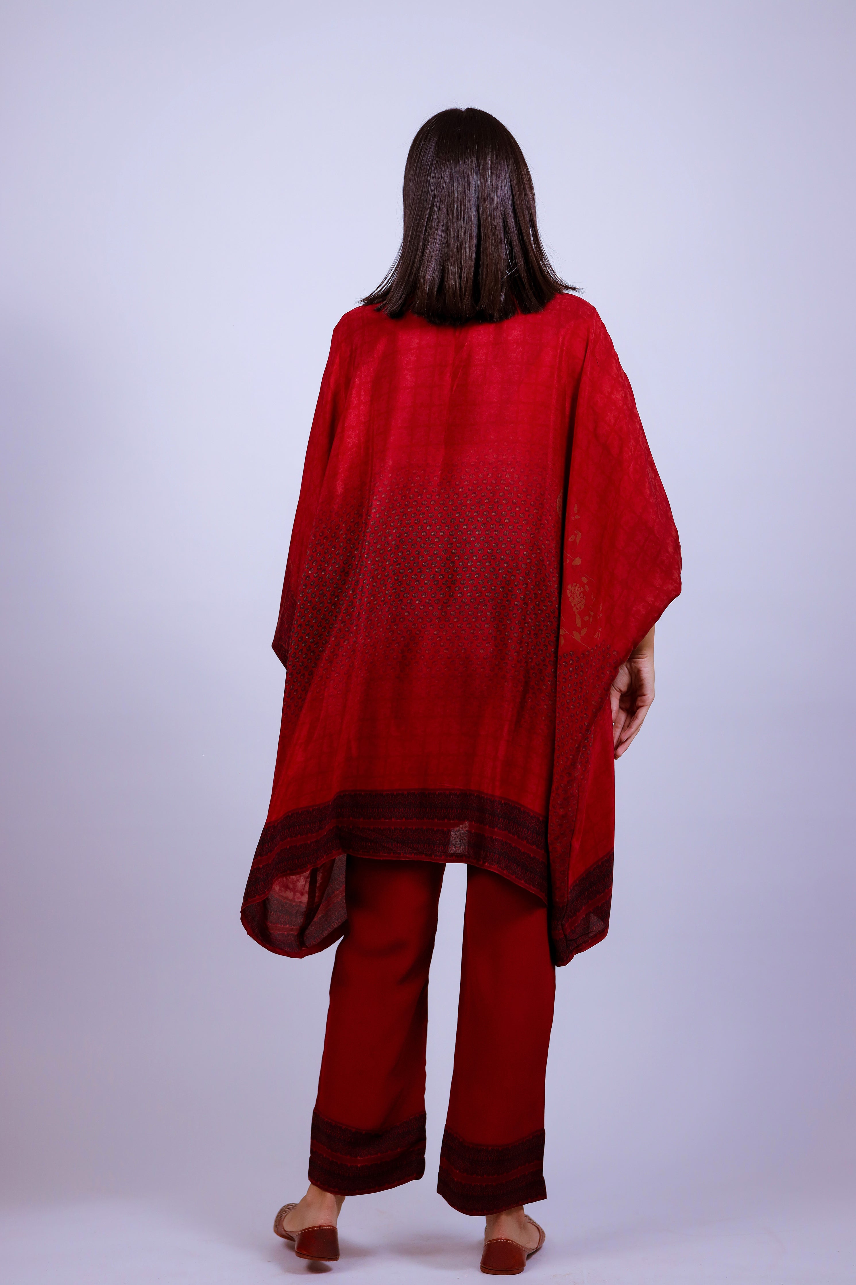 Crimson Red Kaftaan Co-ord Set - Neetika Chopra