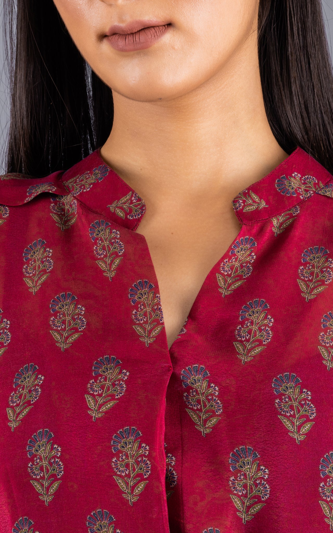 Dark Maroon Crepe Co-ord Set
