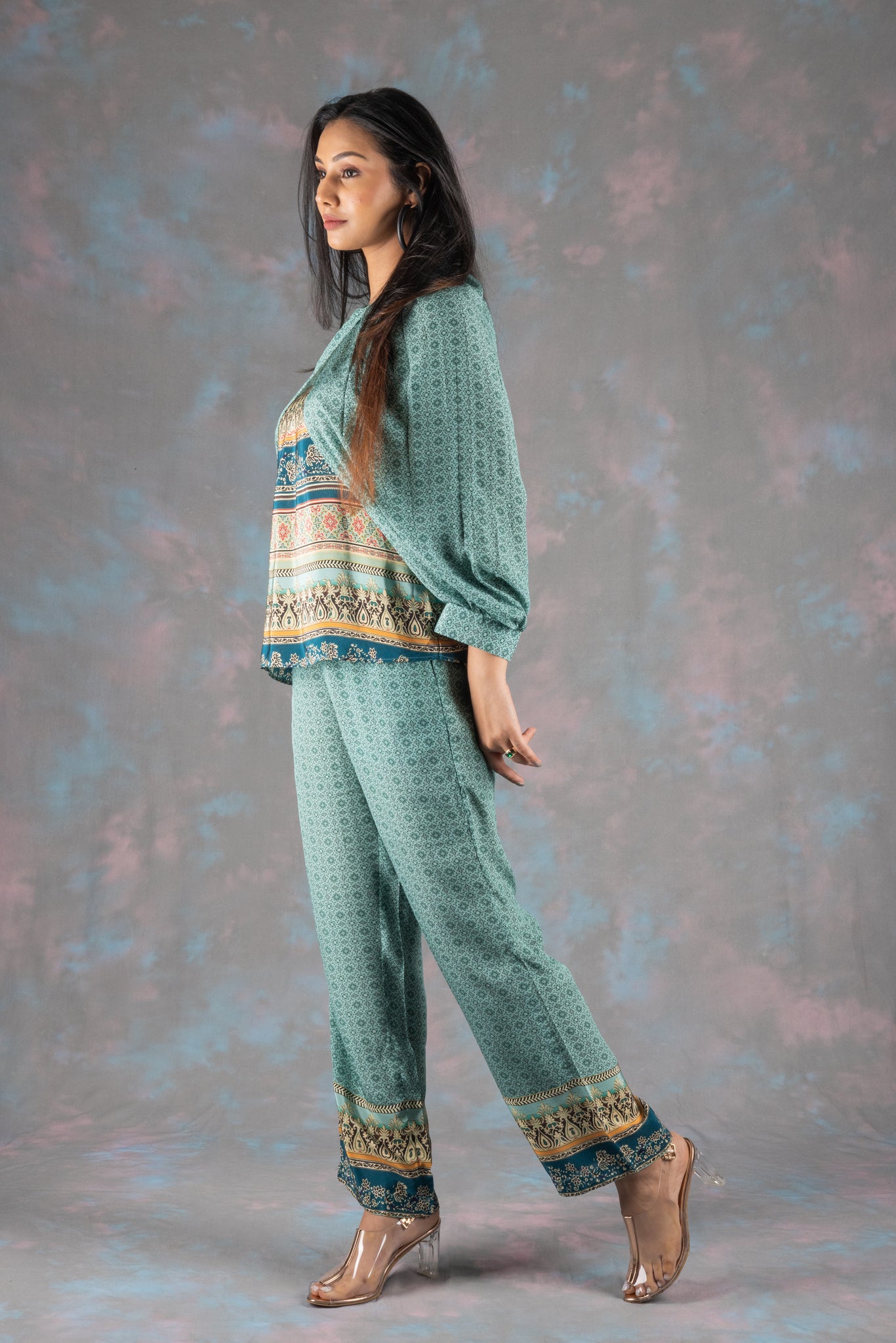 Emma Stripes Crepe Co-ord Set - Neetika Chopra