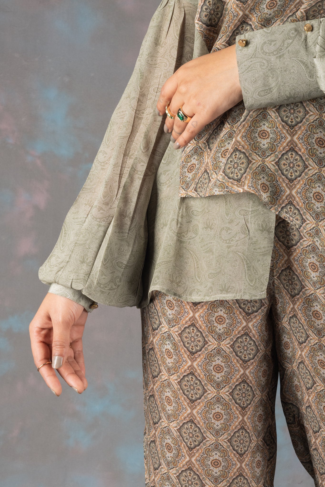 Fern Quartz Printed Crepe Co-ord Set - Neetika Chopra