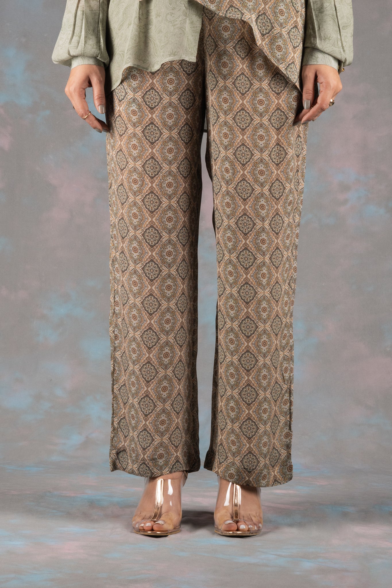 Fern Quartz Printed Crepe Co-ord Set - Neetika Chopra