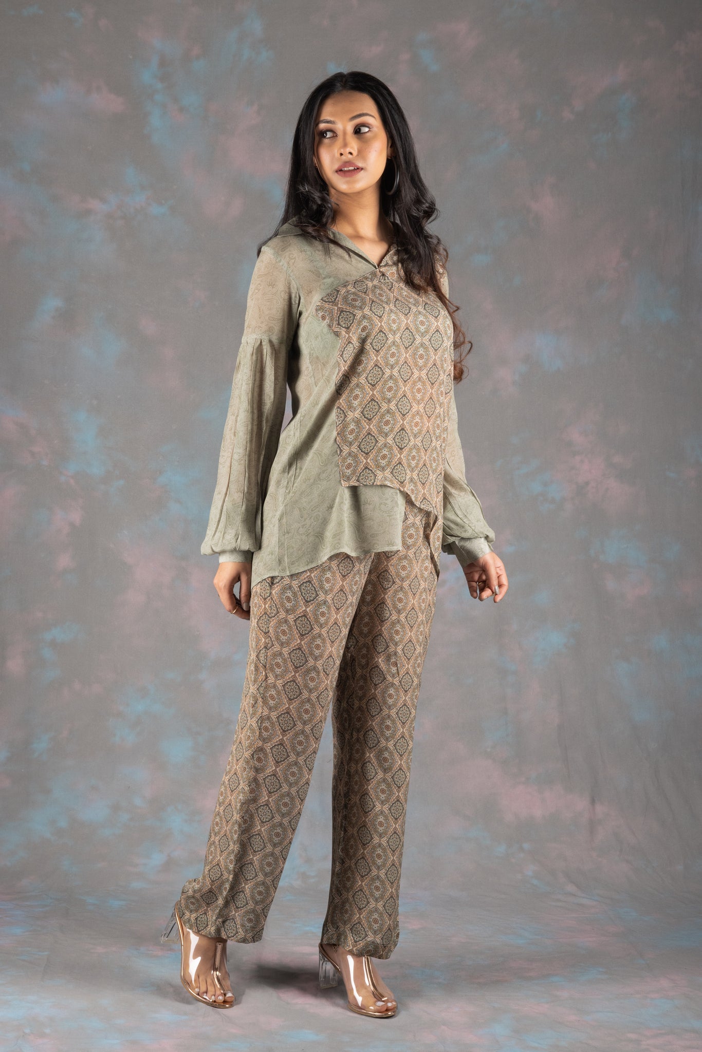 Fern Quartz Printed Crepe Co-ord Set - Neetika Chopra