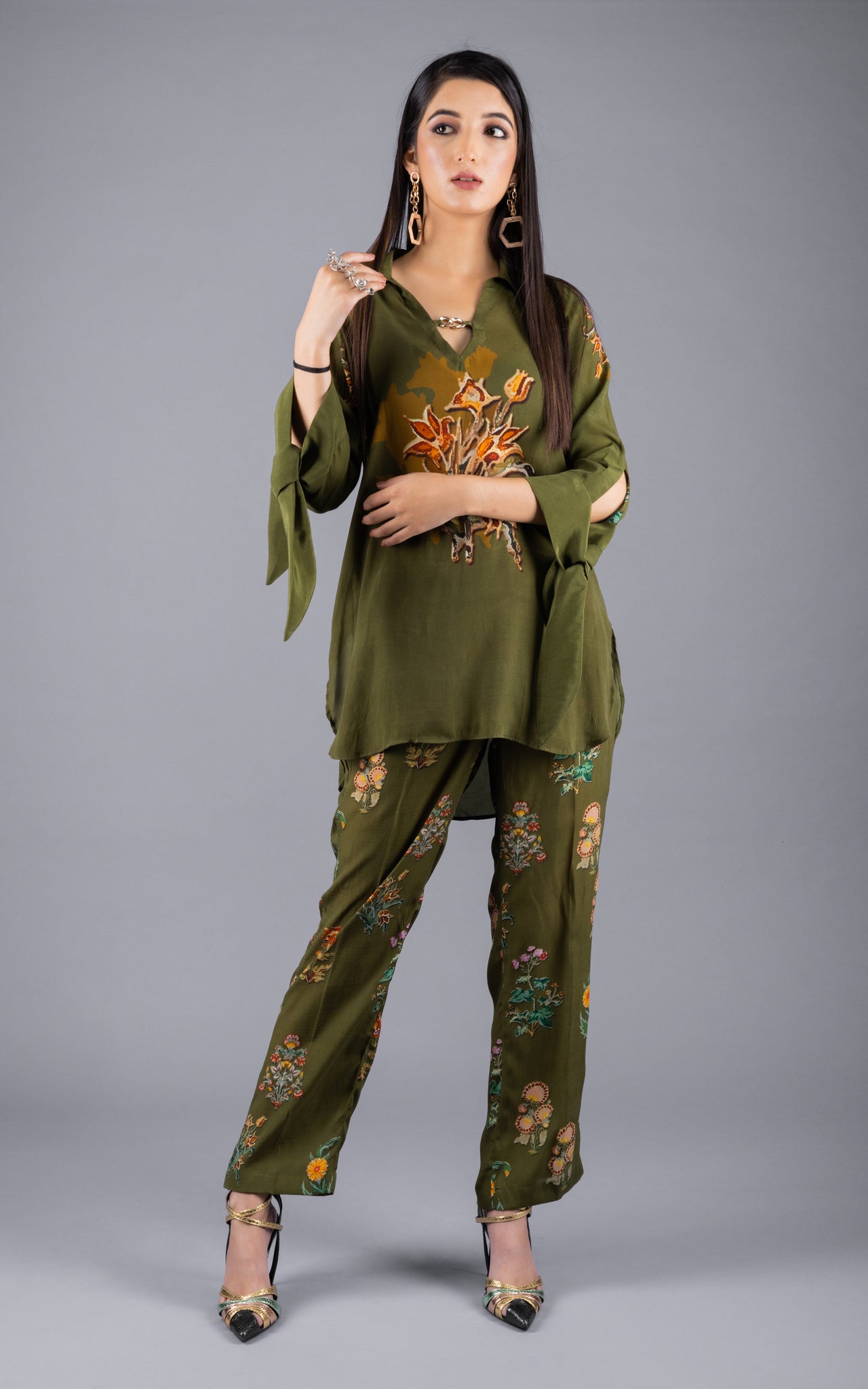 Juniper Green Crepe Co-ord Set - Neetika Chopra