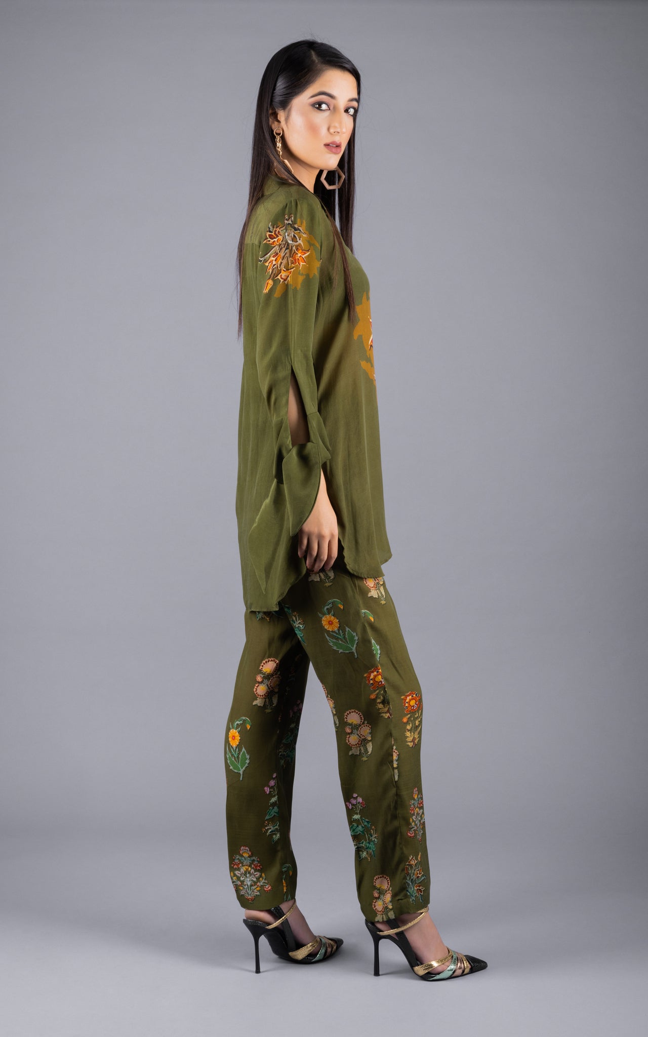 Juniper Green Crepe Co-ord Set - Neetika Chopra