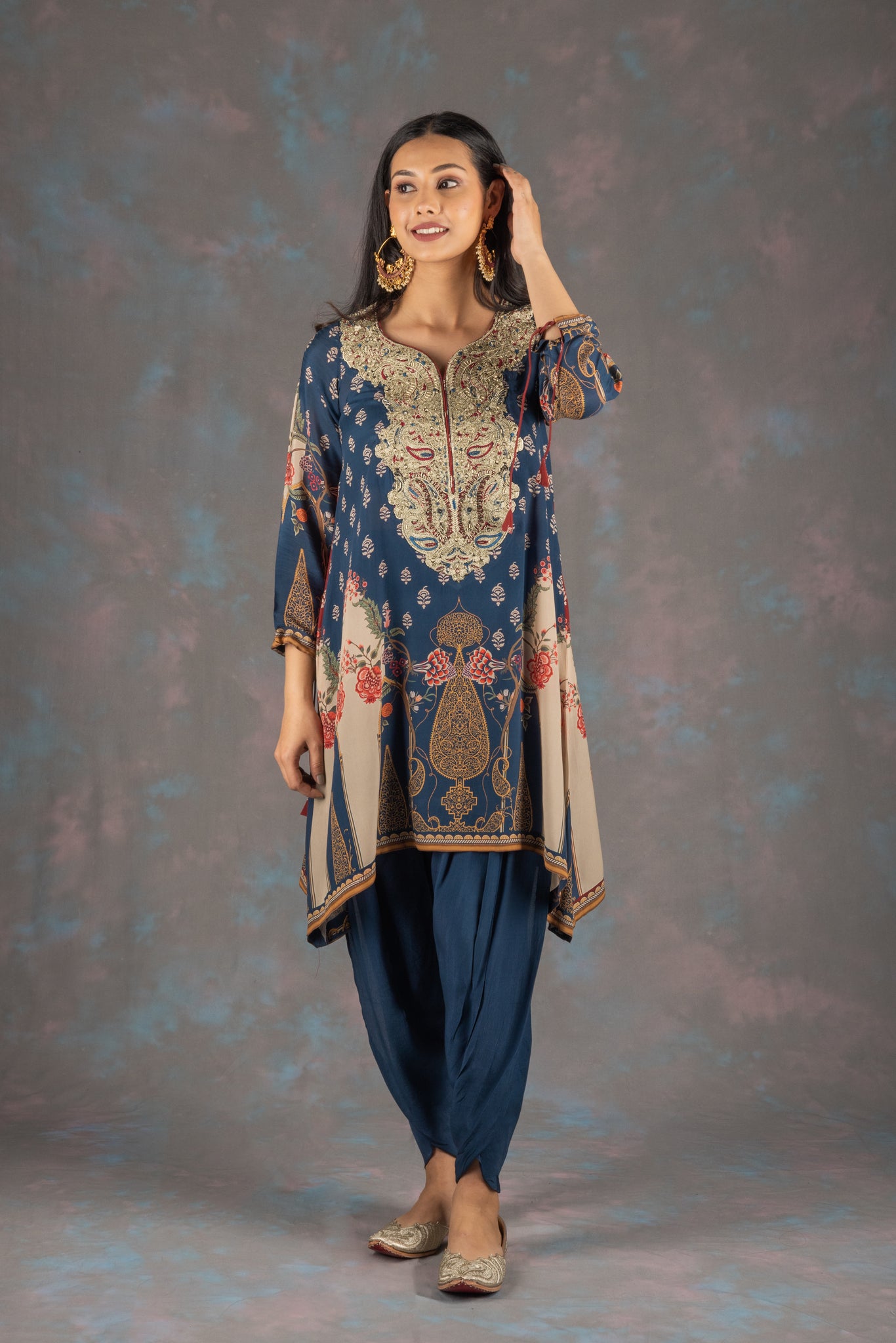 Kamran Embroidered Neck Printed Crepe Co-ord Set - Neetika Chopra