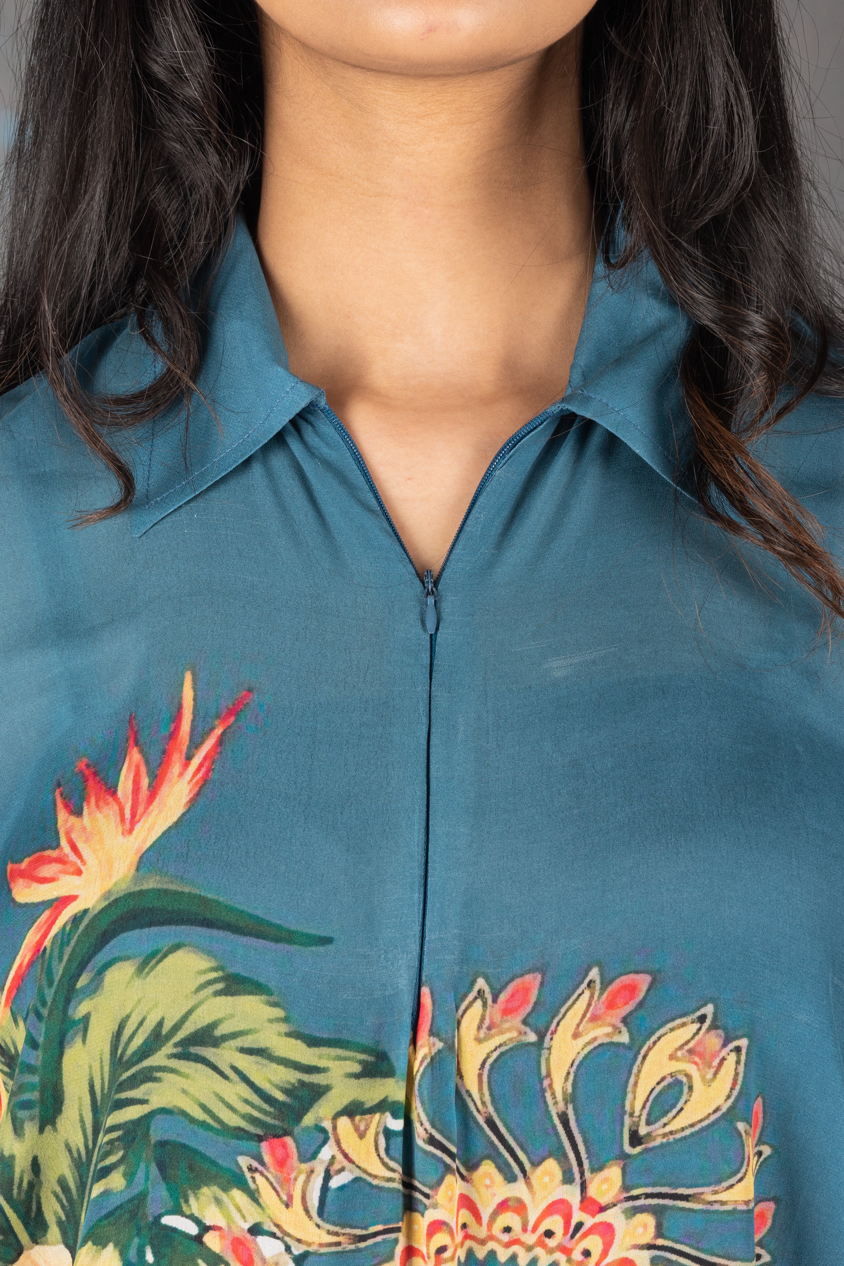 Mehrish Teel Blue Crepe Co-ord Set - Neetika Chopra