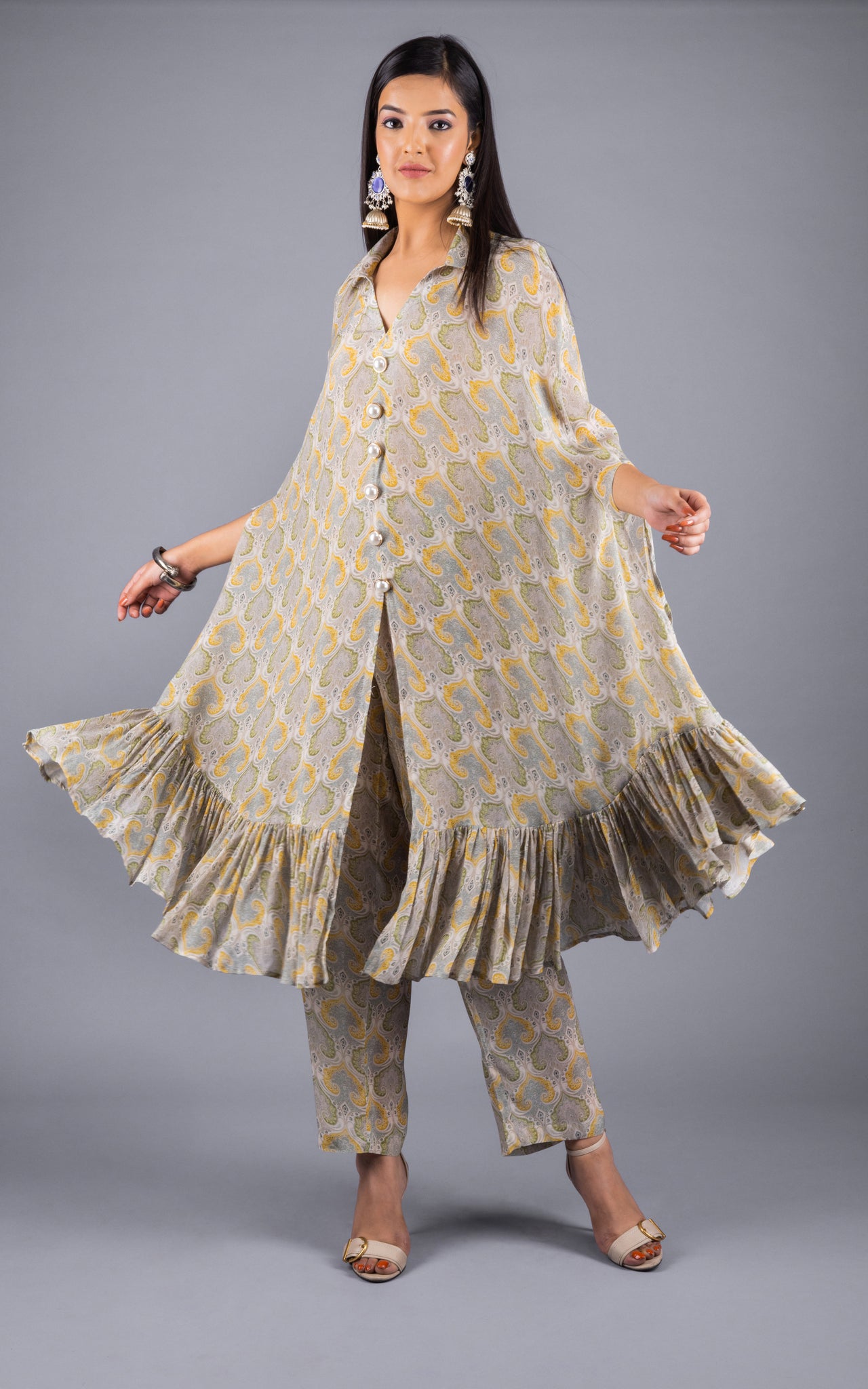 Mirha Ruffle Crepe Co-ord Set - Neetika Chopra