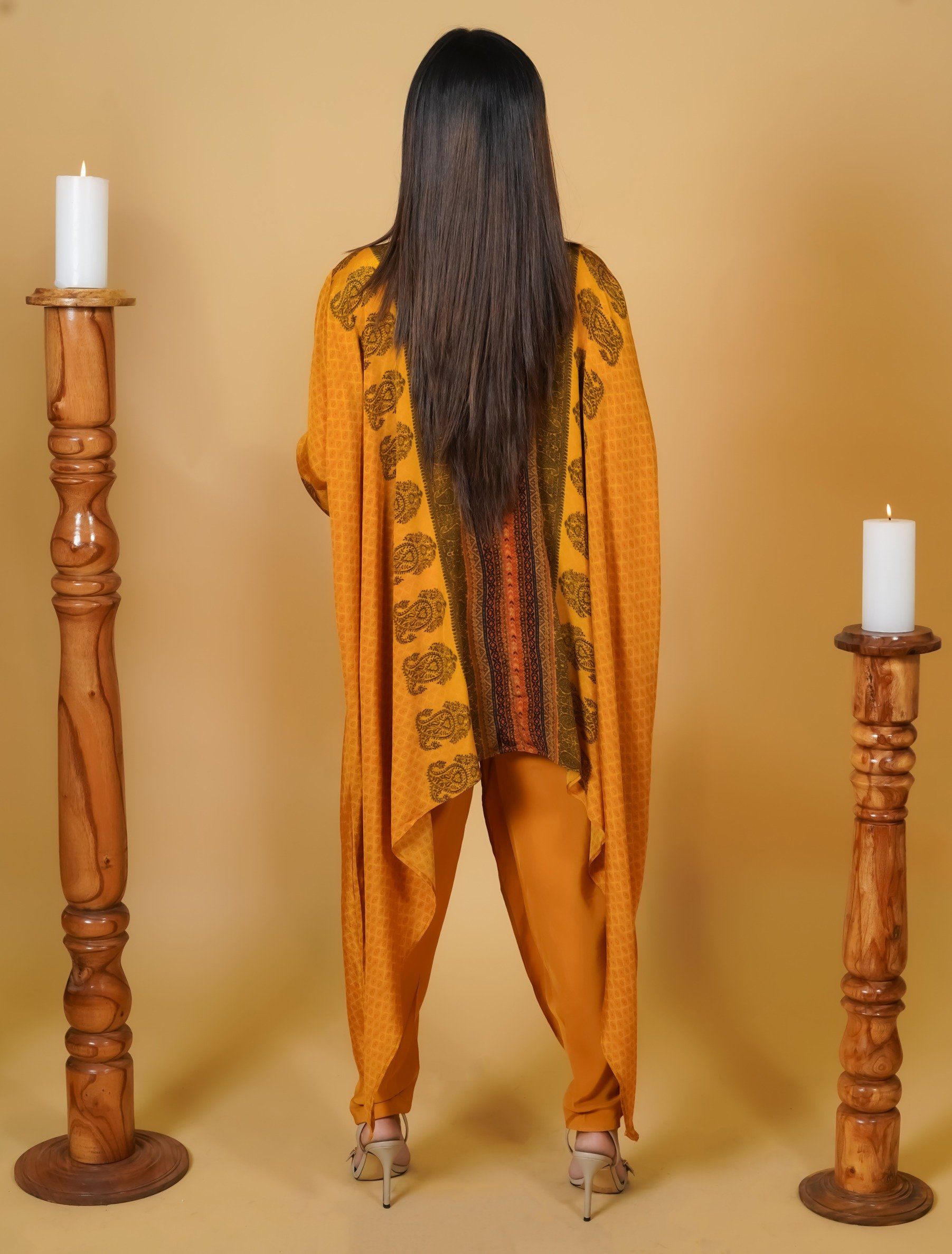 Mustard Yellow Dhoti Co-ord Set - Neetika Chopra
