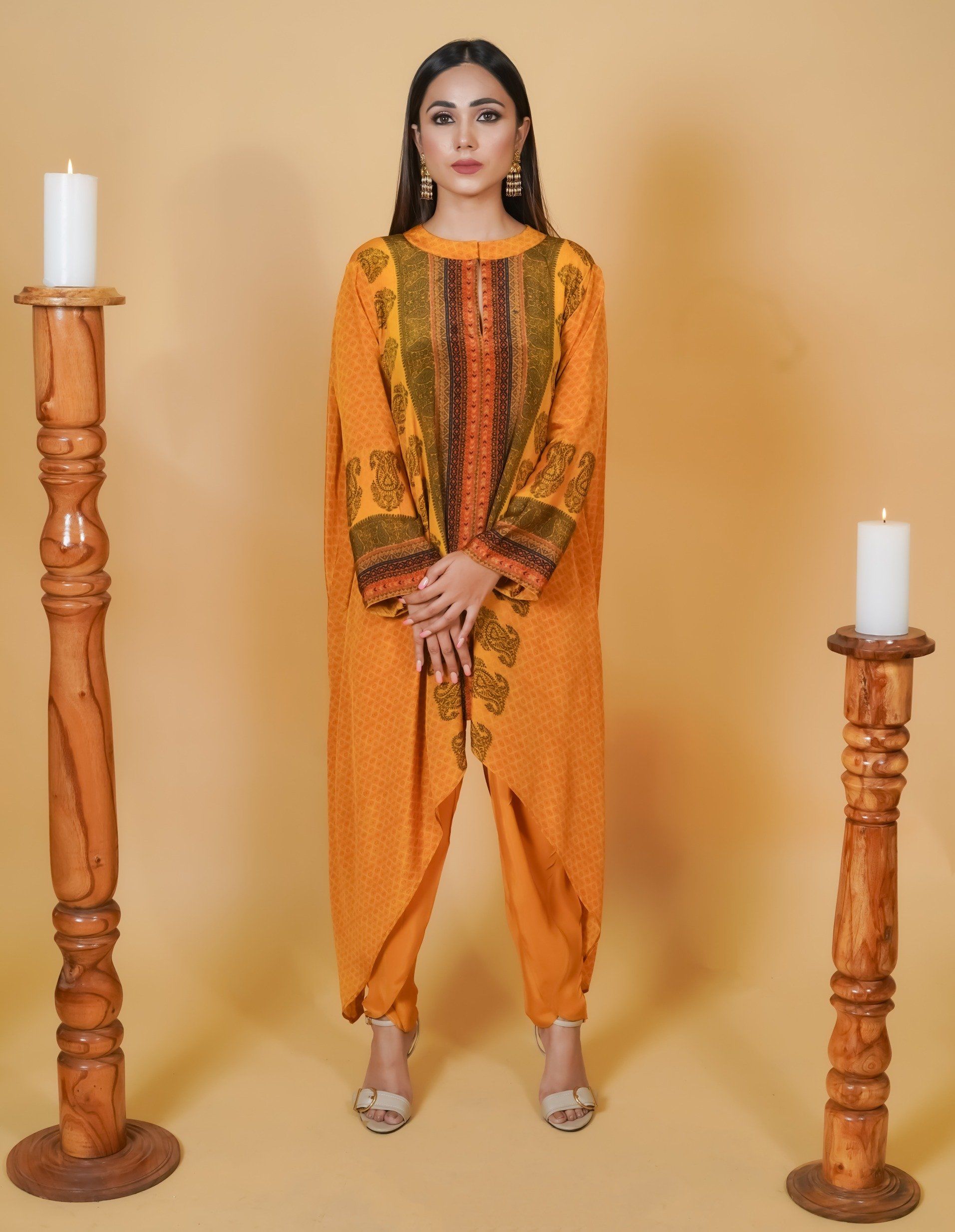 Mustard Yellow Dhoti Co-ord Set - Neetika Chopra