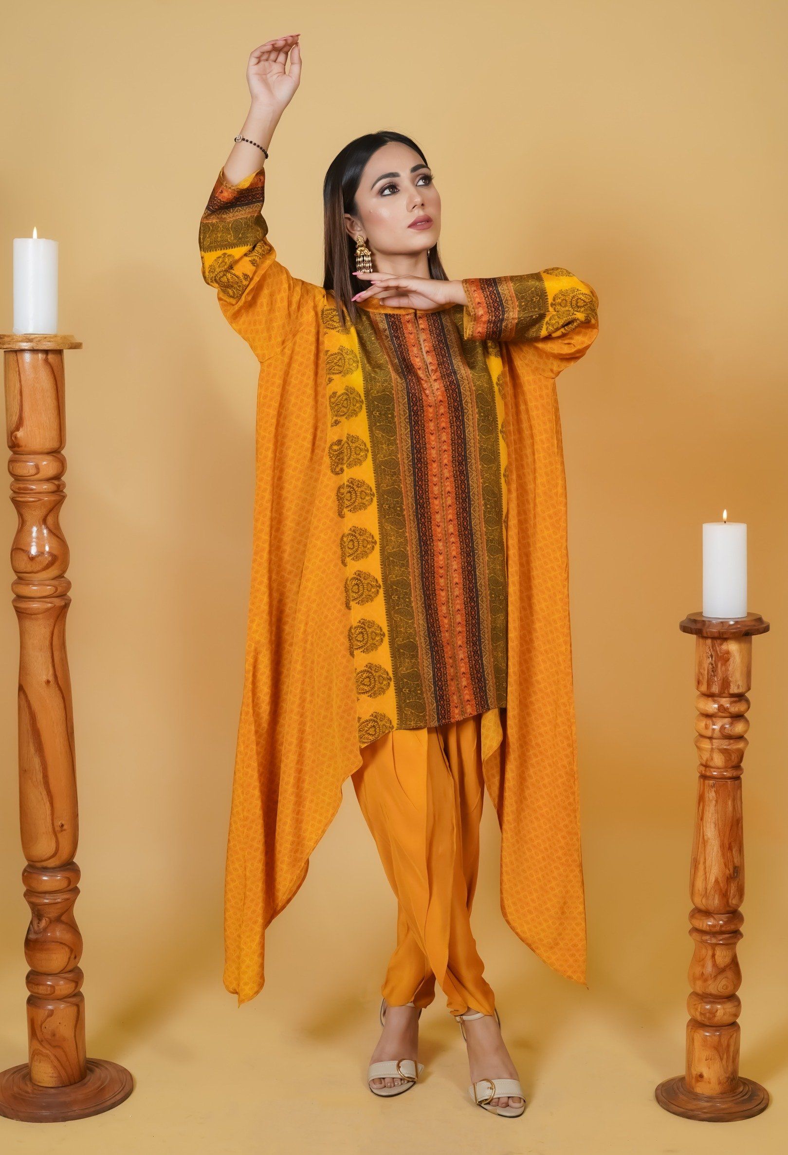 Mustard Yellow Dhoti Co-ord Set - Neetika Chopra