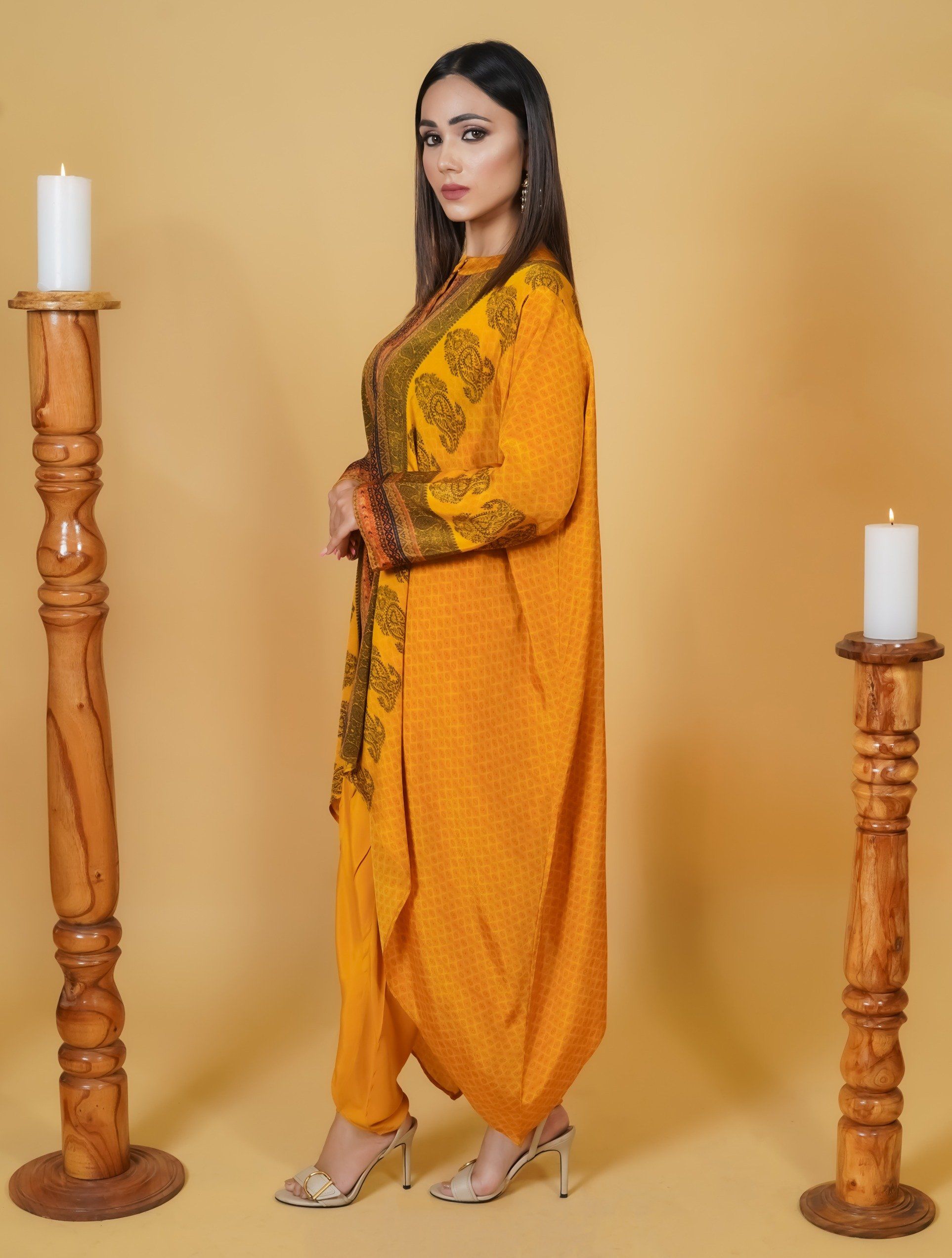 Mustard Yellow Dhoti Co-ord Set - Neetika Chopra