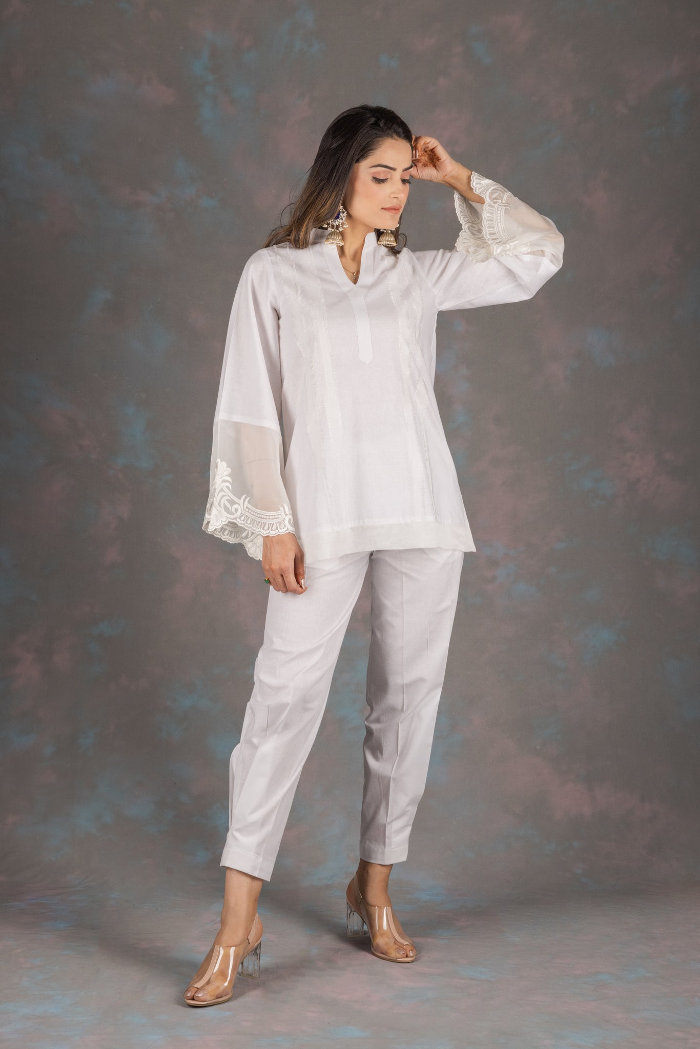 Scotch Mist Embroidered Cotton Co-ord Cet - Neetika Chopra