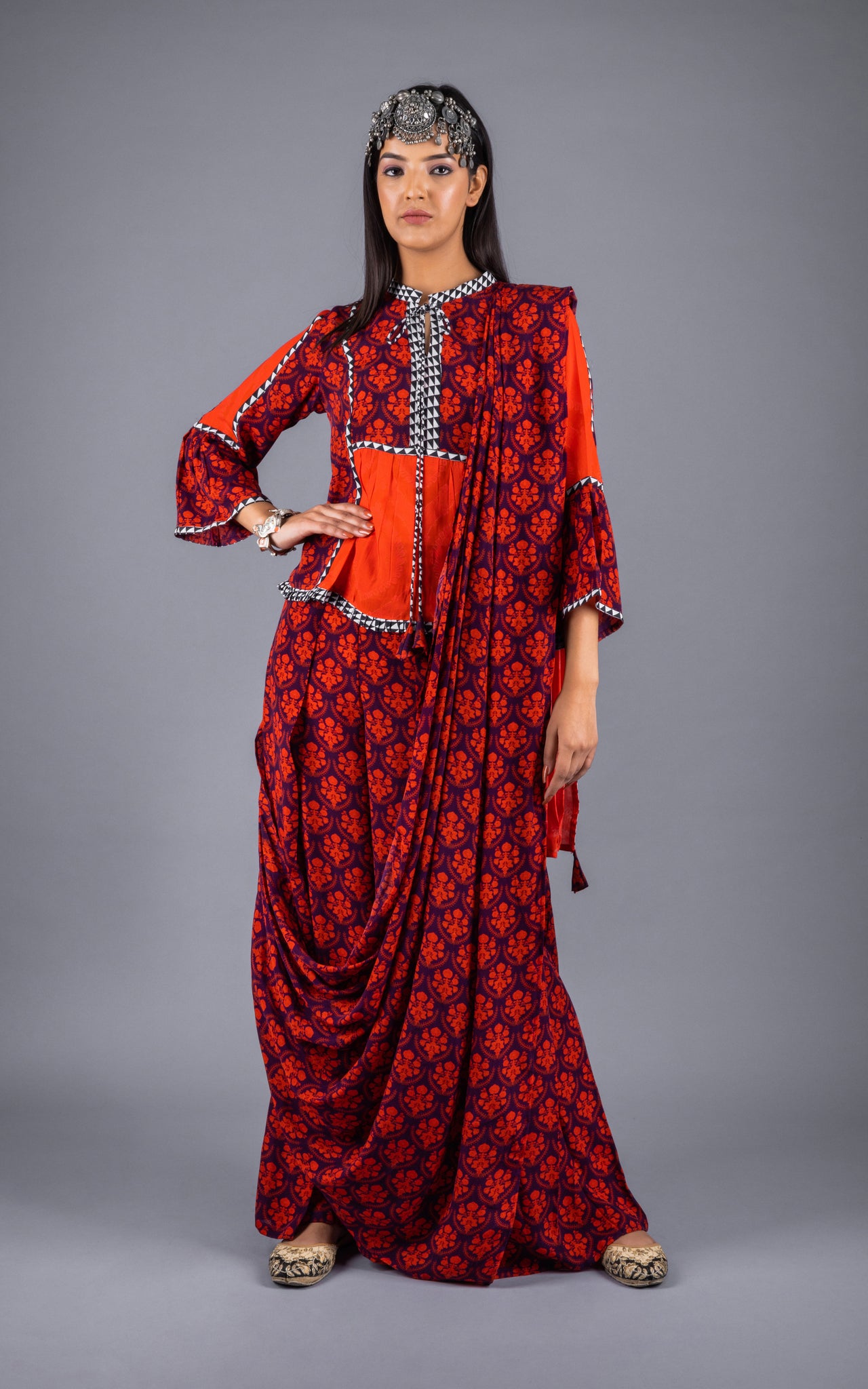 Tooba Crepe Palazzo Saree - Neetika Chopra