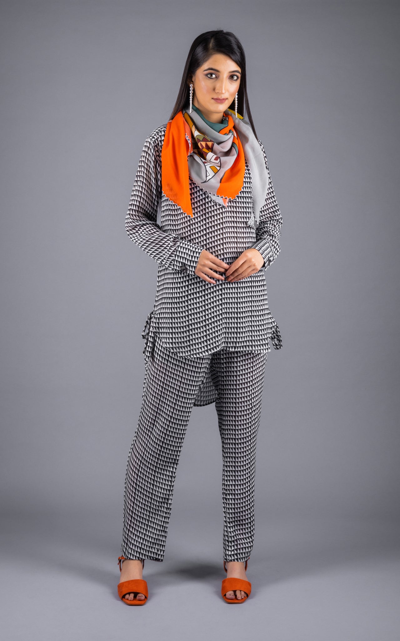 Zig Zag Crepe Co-ord Set - Neetika Chopra