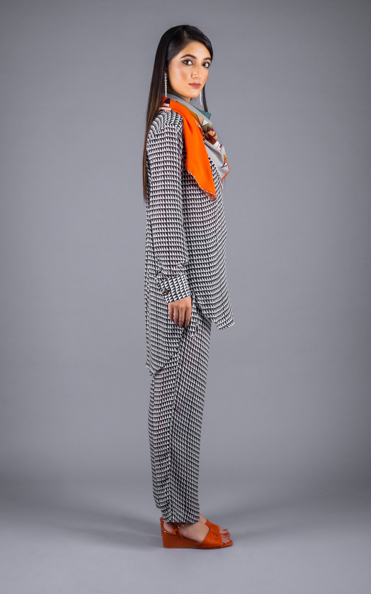 Zig Zag Crepe Co-ord Set - Neetika Chopra