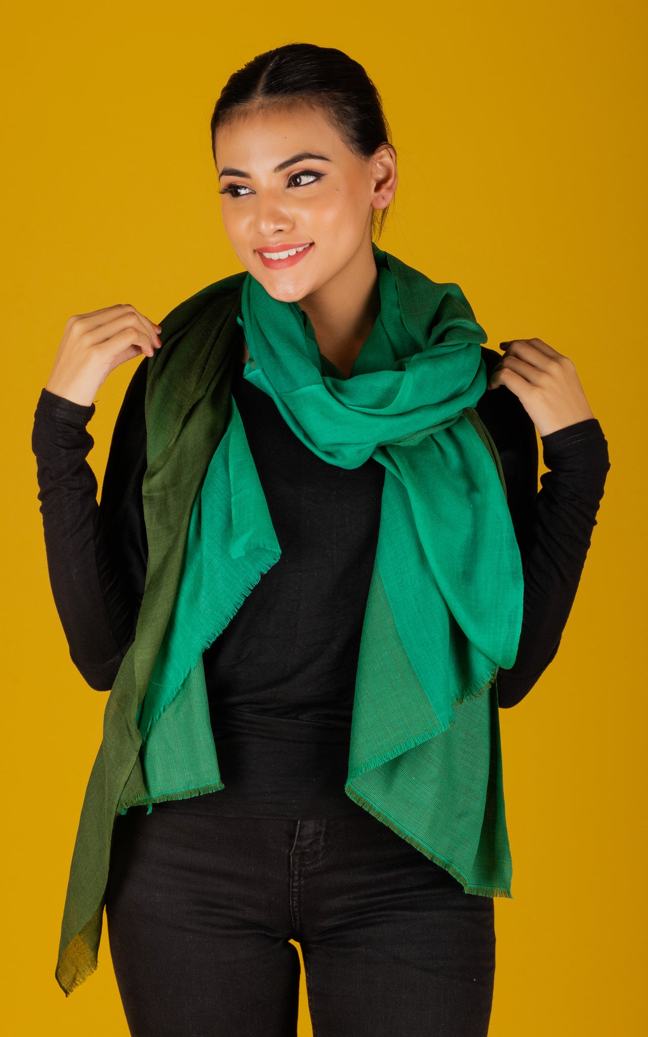 Green 3ply Stole - Neetika Chopra
