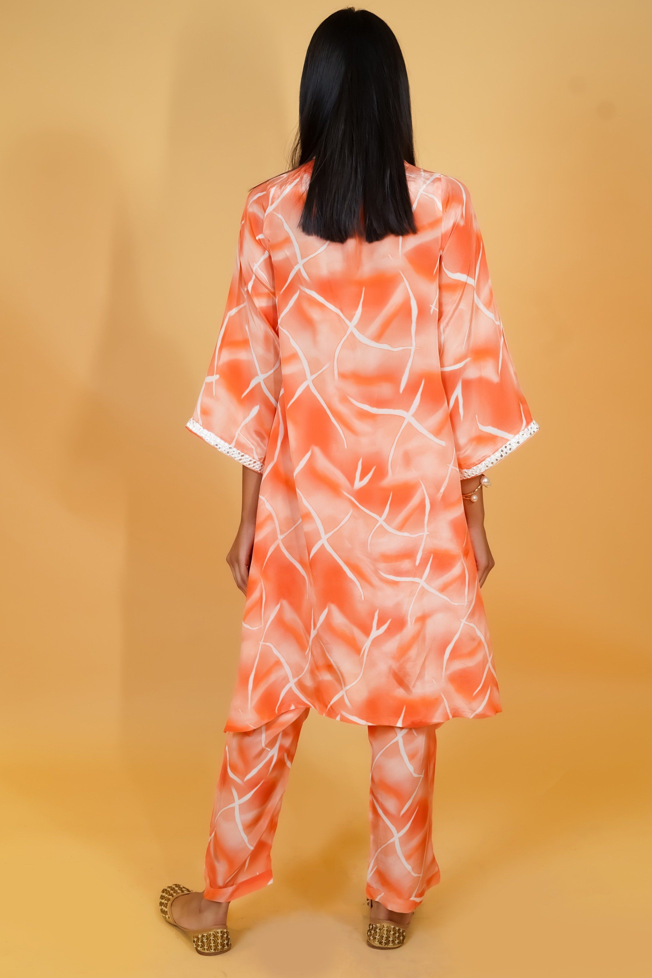 Tangerine Shaded Crepe Co-ord Set - Neetika Chopra