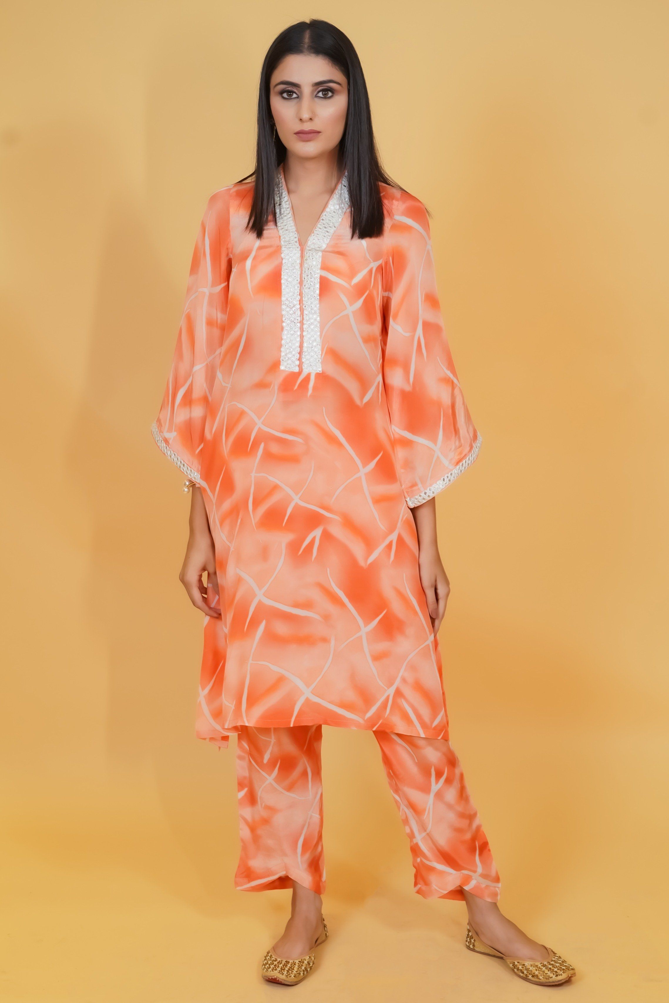 Tangerine Shaded Crepe Co-ord Set - Neetika Chopra